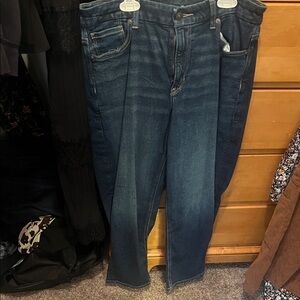 NWT American Eagle Curvy Mom Shirt Dark Blue Denim Jeans